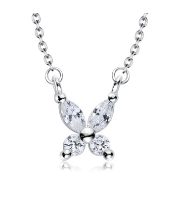 Lovely Butterfly CZ Crystal Silver Necklace SPE-5138